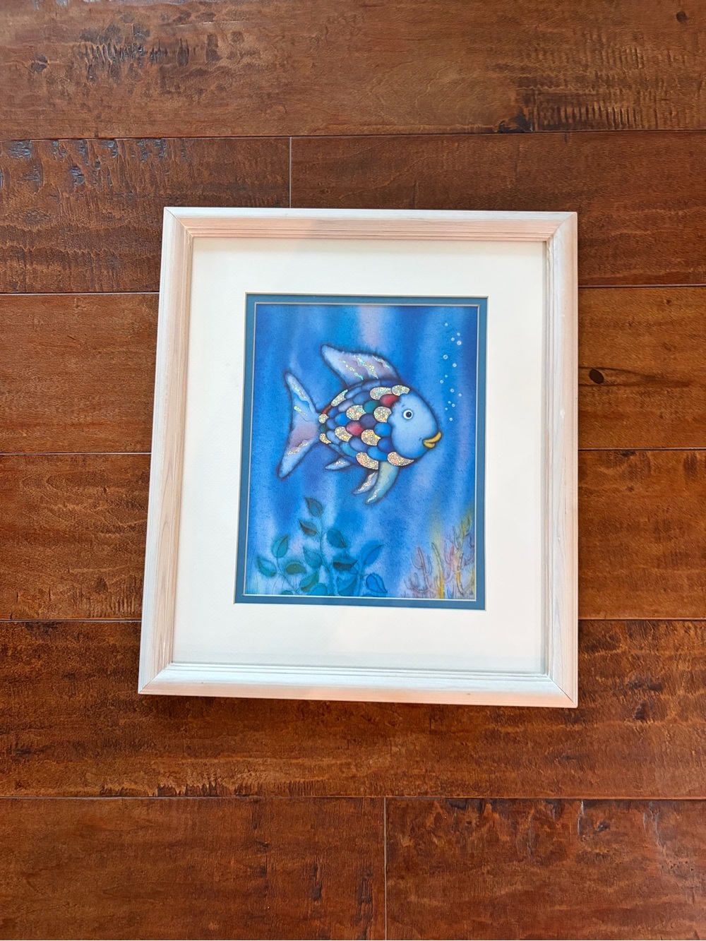 Rainbow Multicolor Scale Blue Fish Framed Art